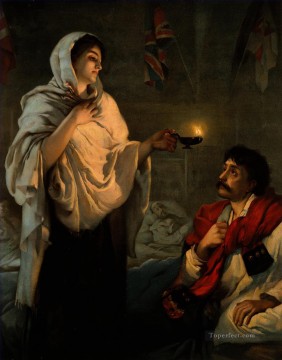 La dama de la lámpara Miss Nightingale en Scutari Nightingale en una paciente Henrietta Rae Pinturas al óleo